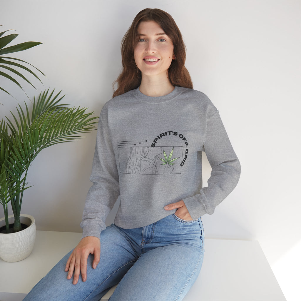 Spirit’s Off-Grid Crewneck — Minimal Cannabis Line Art