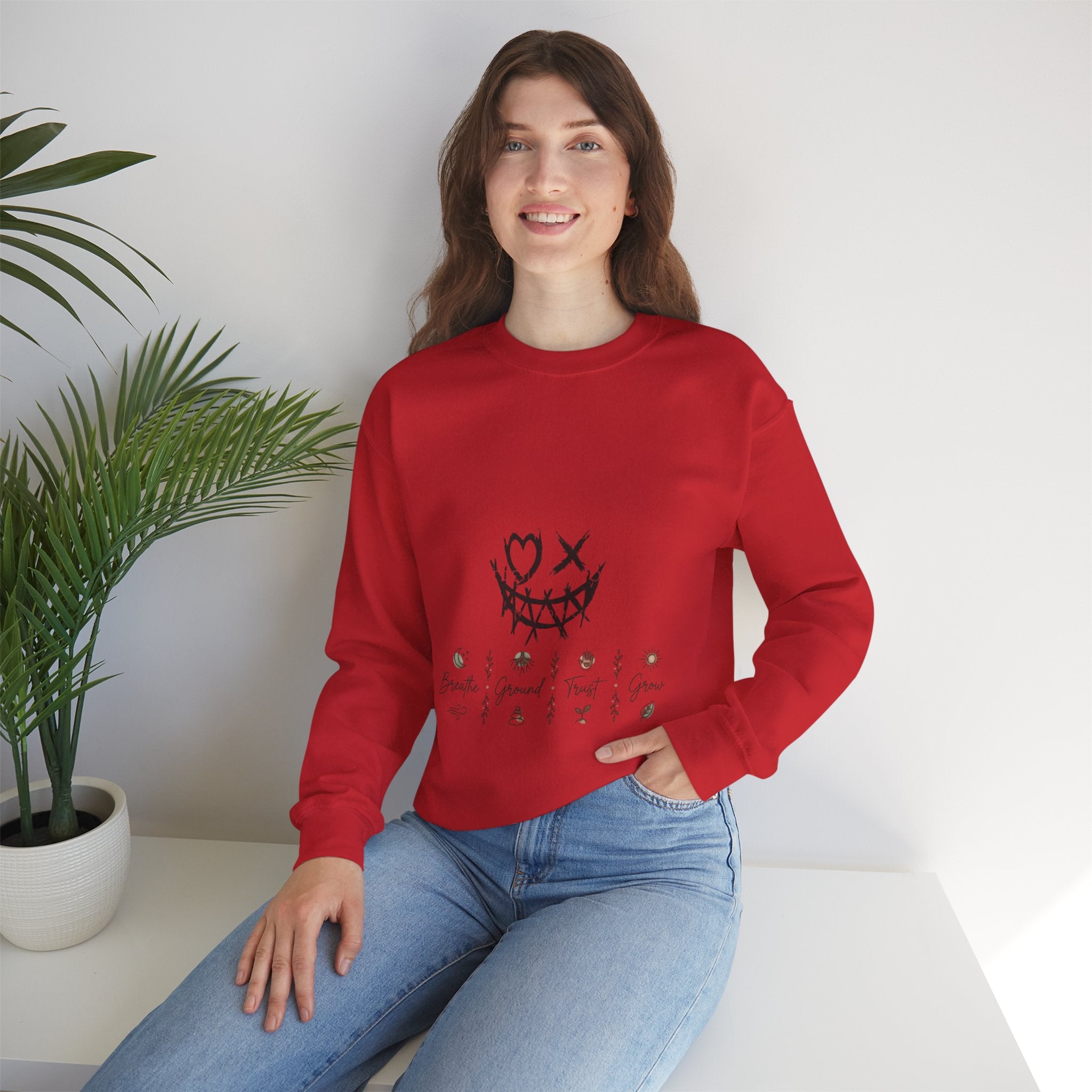 Spirit’s Off-Grid Crewneck — Minimal Cannabis Line Art