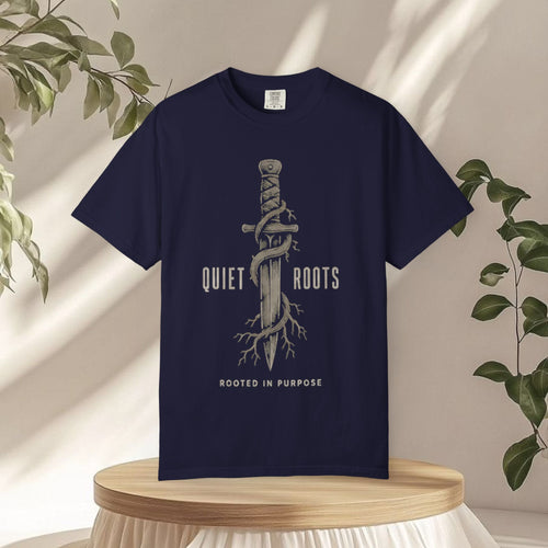 Quiet Roots "Stay Focused" Graphic T-Shirt — Vintage Skull & Dagger Motivational Tee