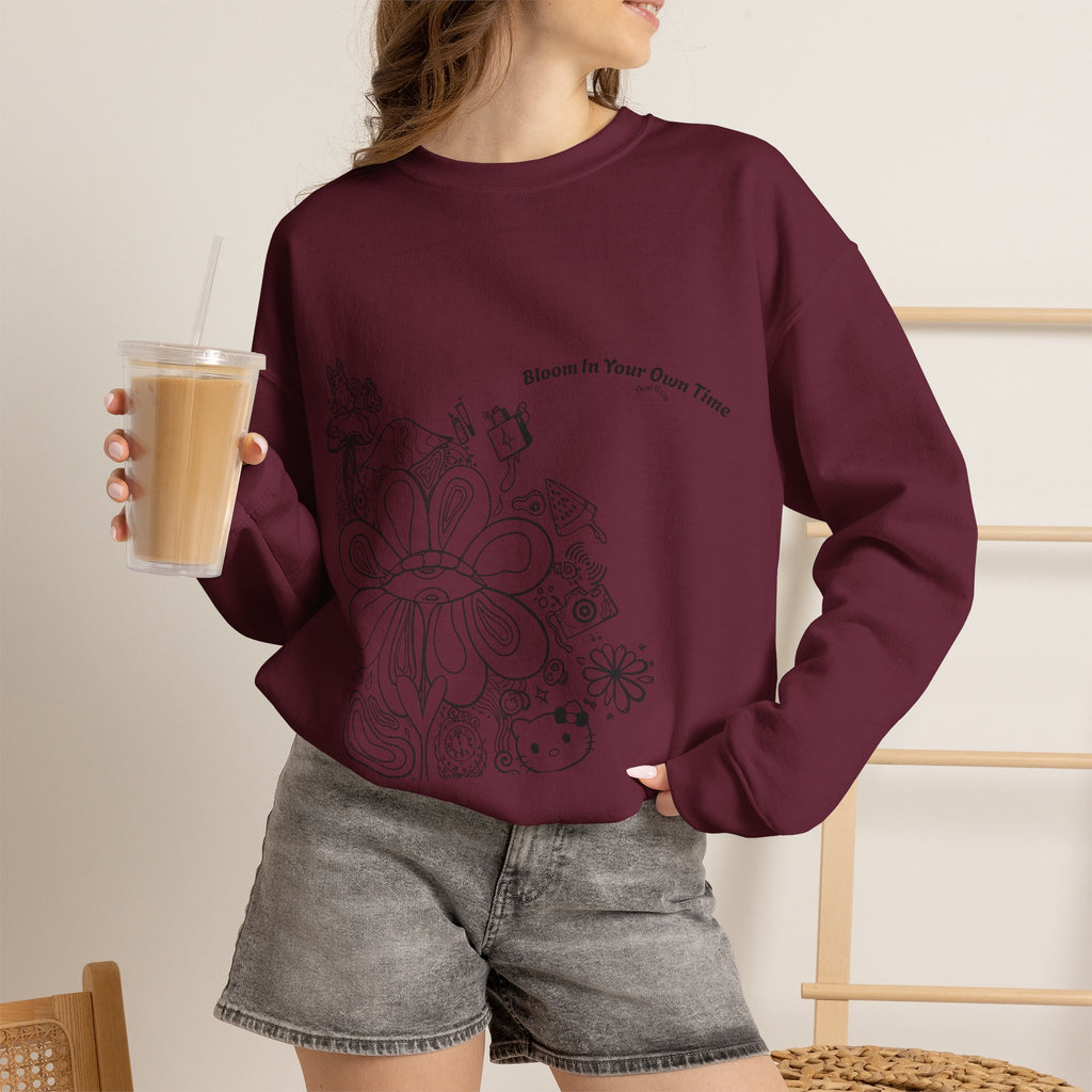 Spirit’s Off-Grid Crewneck — Minimal Cannabis Line Art