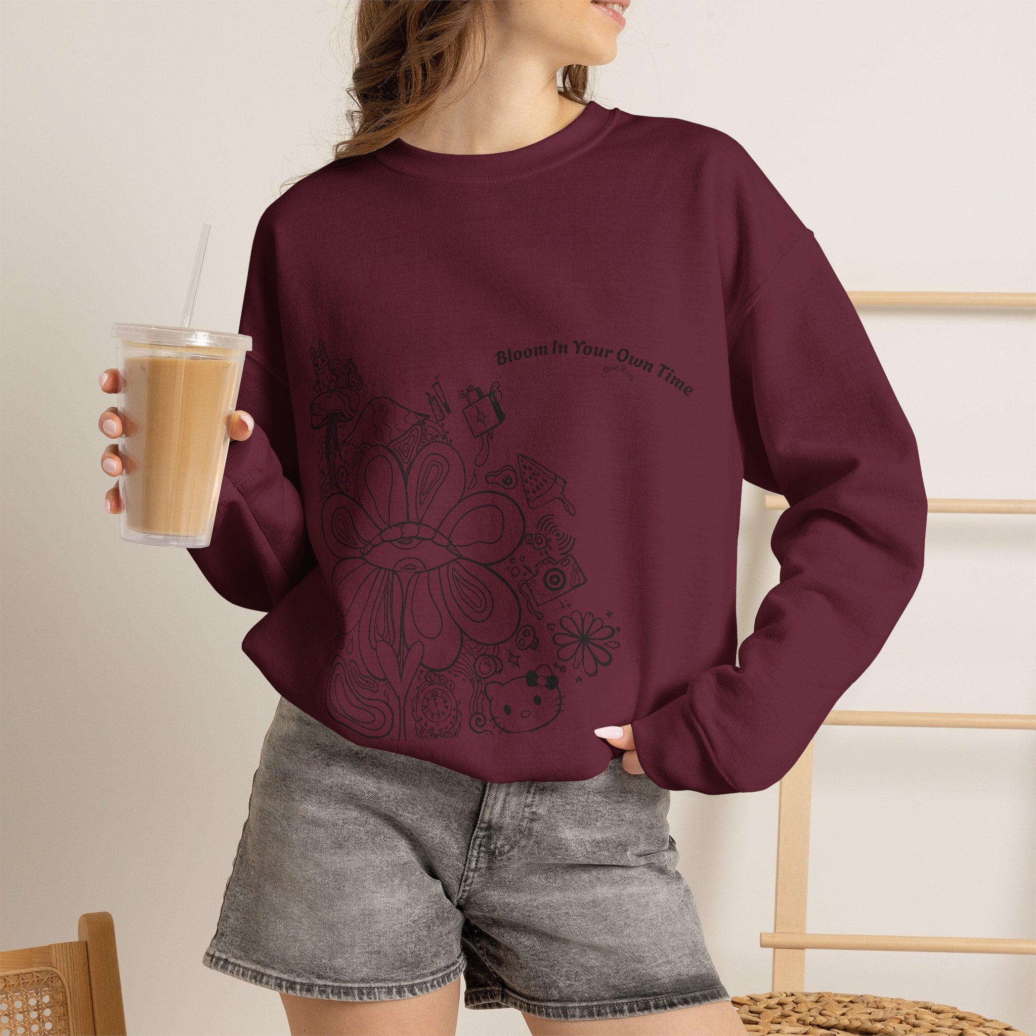 Spirit’s Off-Grid Crewneck — Minimal Cannabis Line Art