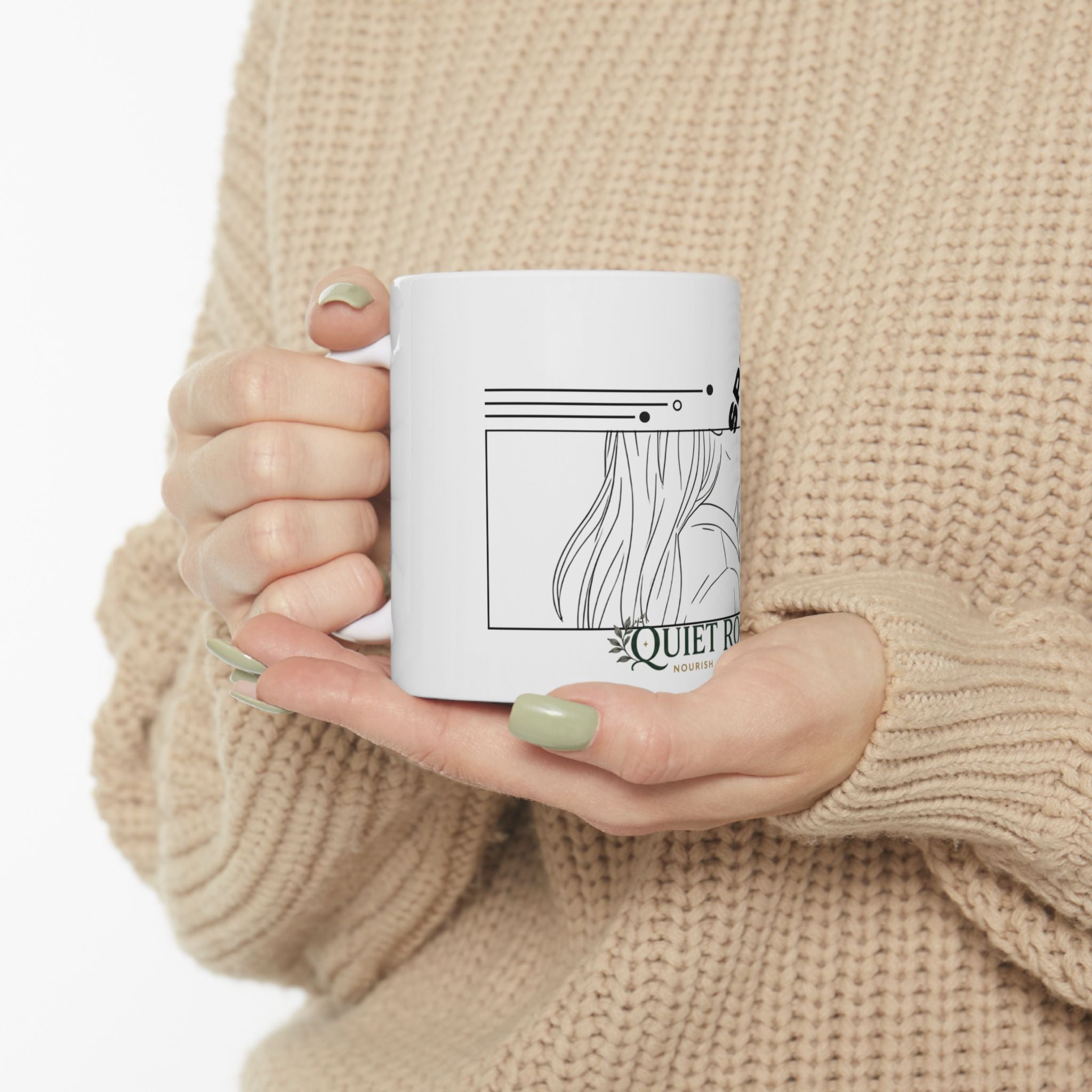 Quiet Roots Ceramic Mug — Botanical Coffee Cup (11oz, 15oz)