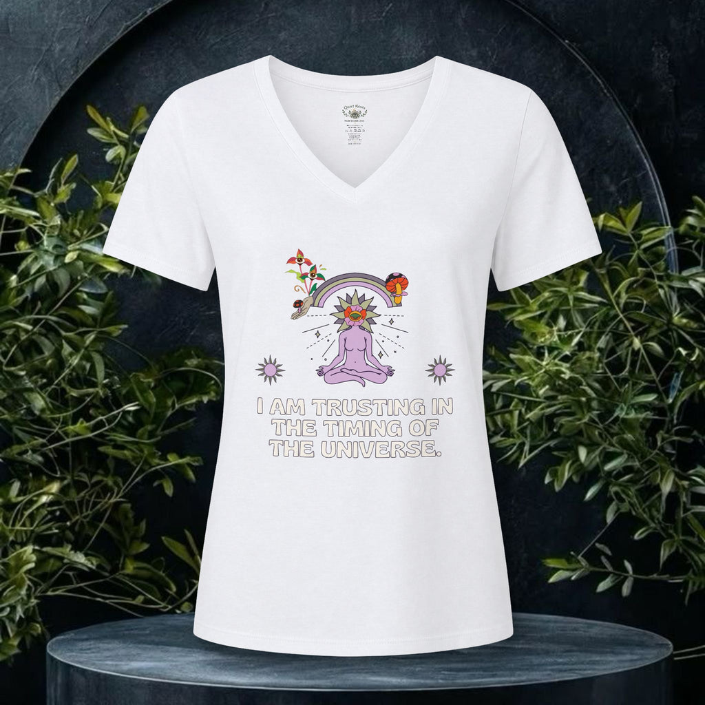 Meditation V-Neck Tee — Spiritual Boho Relaxed Heather Top for Mindful Mornings