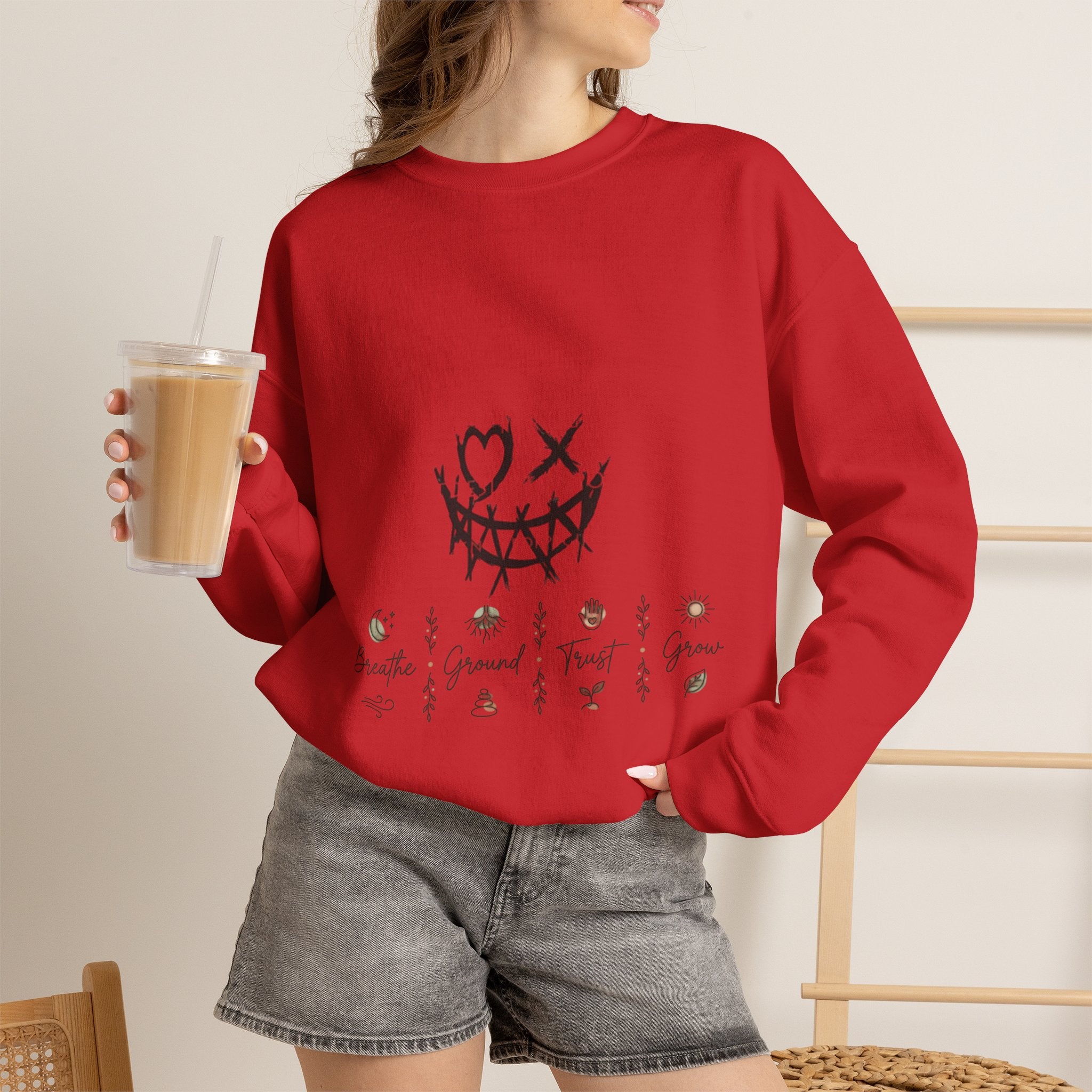 Spirit’s Off-Grid Crewneck — Minimal Cannabis Line Art